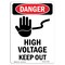 Signmission Safety Sign, OSHA Danger, 5" Height, High Voltage Keep Out, Portrait OS-DS-D-35-V-2229 - alternate 1